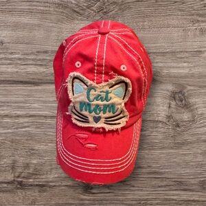 EUC Distressed Red Cat Mom Hat – KBETHOS Adjustable